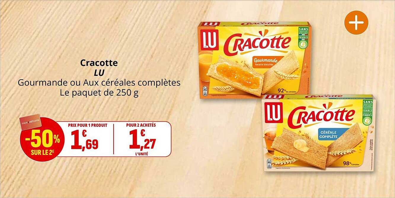 Cracotte LU Gourmande ou Aux céréales complètes Le paquet de 250 g