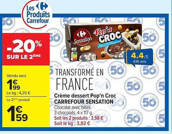 Crème dessert Pop'n Croc CARREFOUR SENSATION