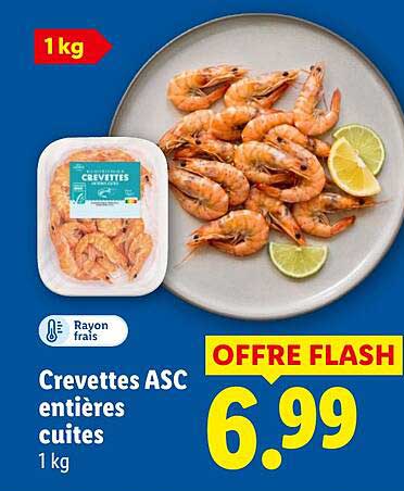 Crevettes ASC entières cuites 1 kg