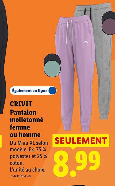 CRIVIT Pantalon molletonné femme ou homme