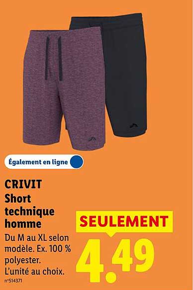 CRIVIT Short technique homme