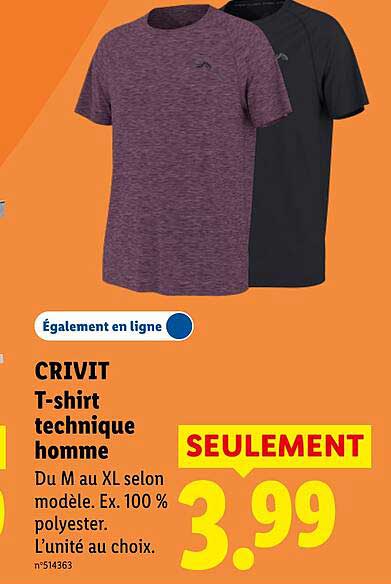 CRIVIT T-shirt technique homme