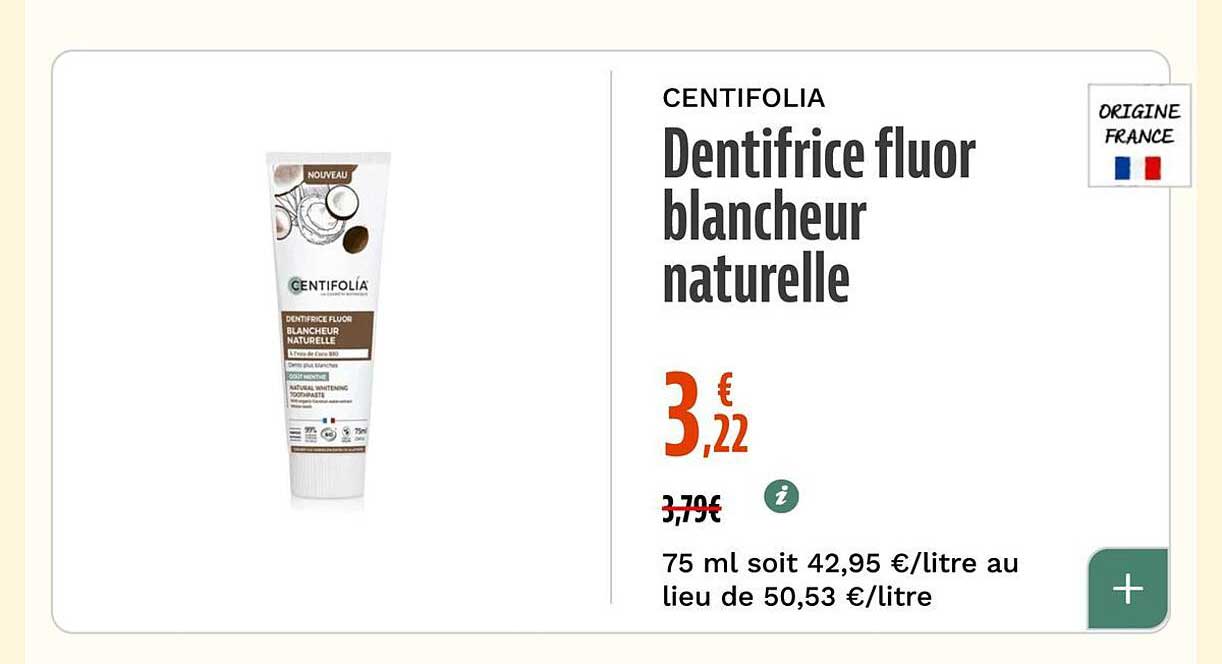 Dentifrice fluor blancheur naturelle