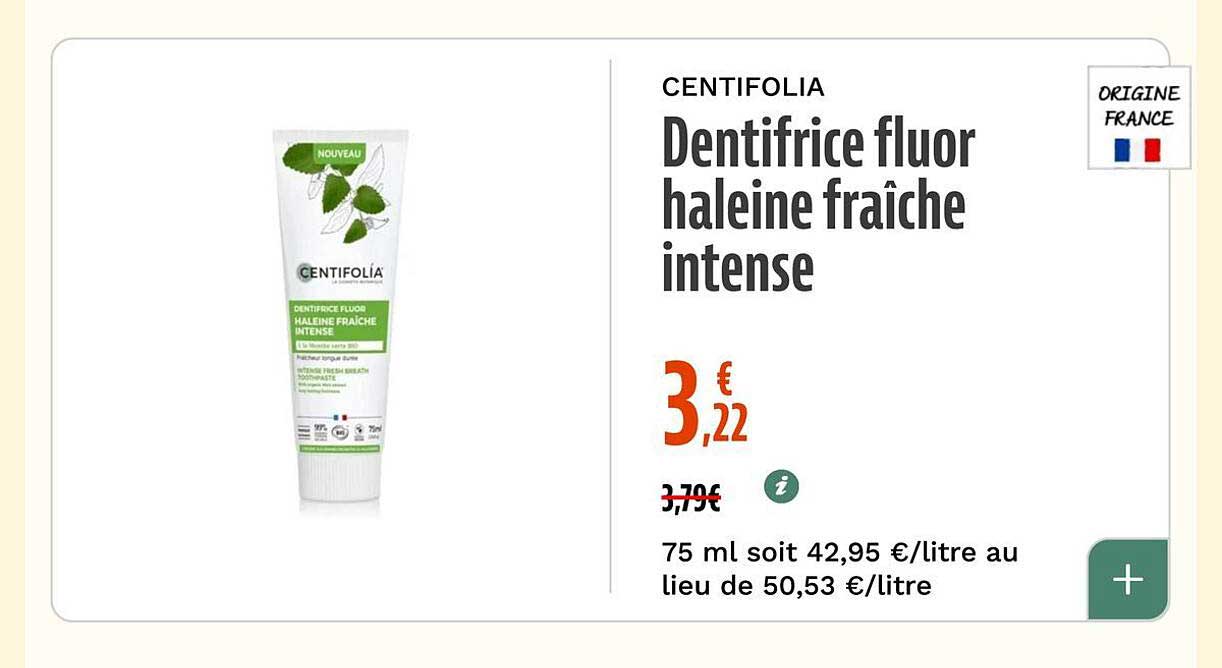 Dentifrice fluor haleine fraîche intense