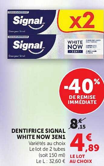 DENTIFRICE SIGNAL WHITE NOW 3EN1