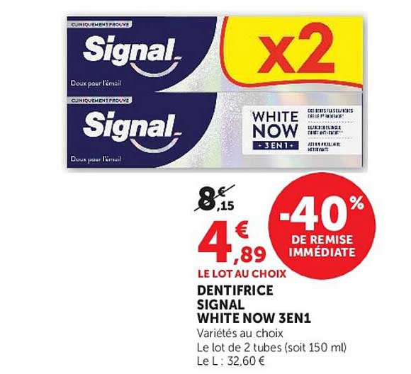 DENTIFRICE SIGNAL WHITE NOW 3EN1
