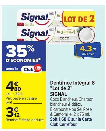 Dentrifice Intégral 8 "Lot de 2" SIGNAL