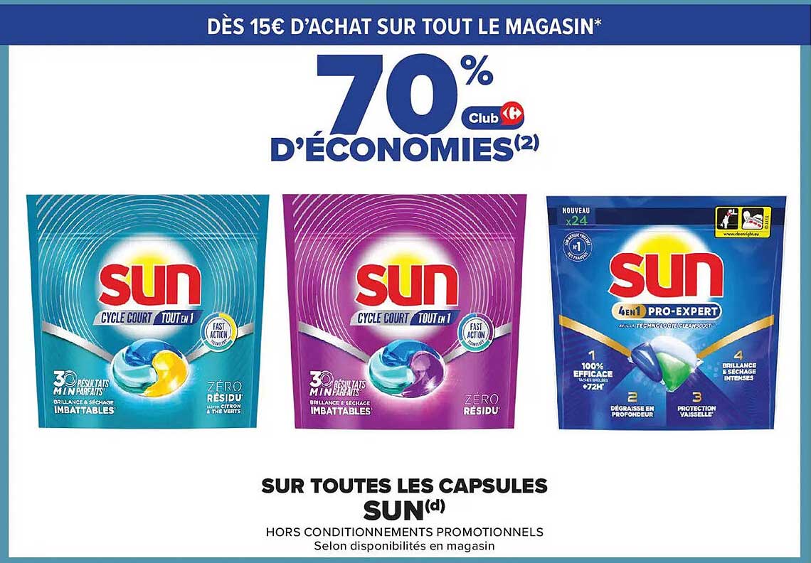 DÈS 15€ D’ACHAT SUR TOUT LE MAGASIN* 70% D’ÉCONOMIES(2)