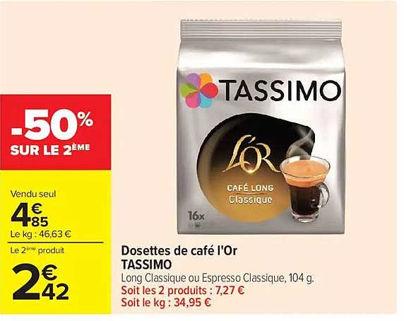 Dosettes de café l'Or TASSIMO