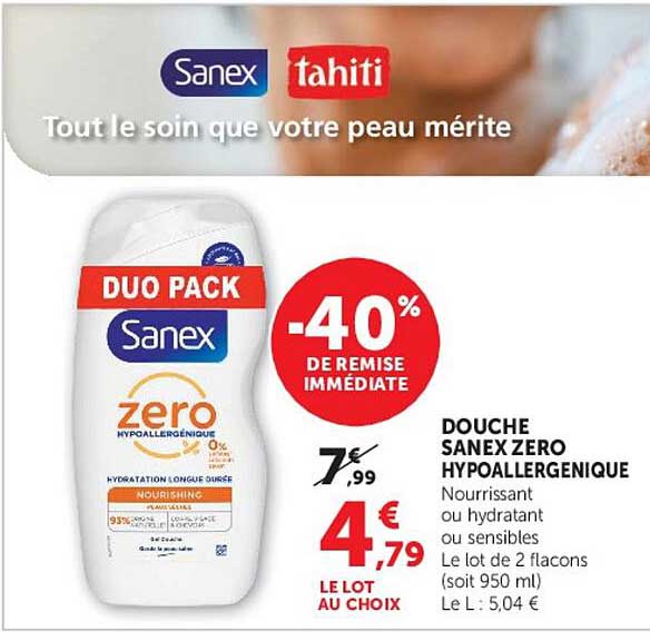DUO PACK Sanex zero hypoallergénique