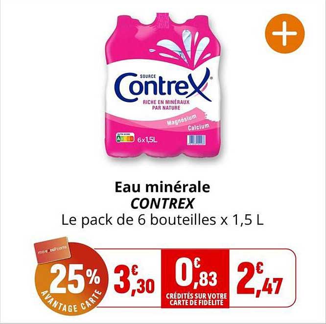 Eau minérale CONTREX Le pack de 6 bouteilles x 1,5 L