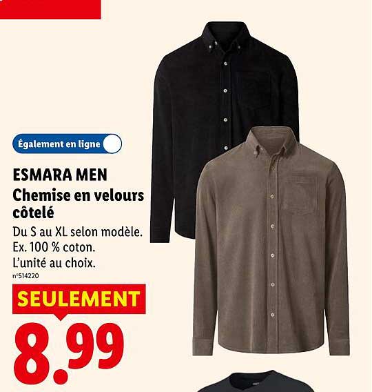ESMARA MEN Chemise en velours côtelé