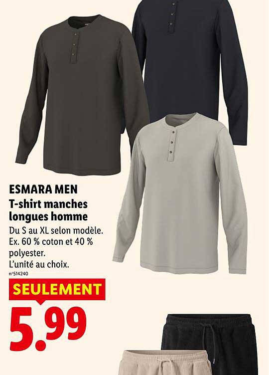 ESMARA MEN T-shirt manches longues homme