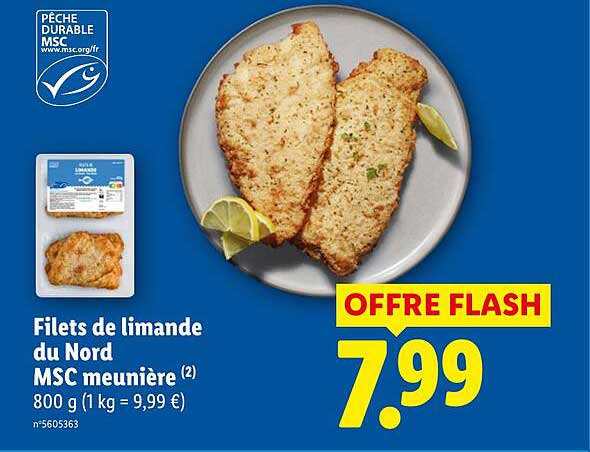 Filets de limande du Nord MSC meunière