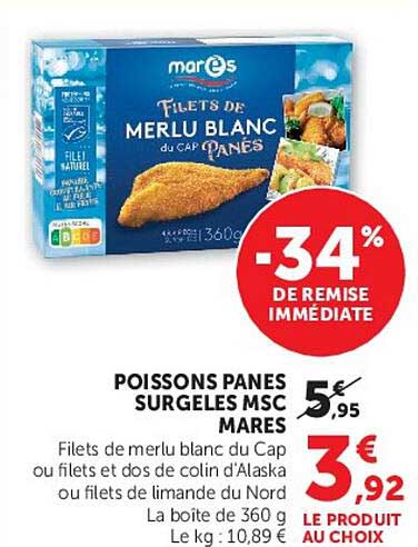 Filets de merlu blanc du Cap ou filets et dos de colin d’Alaska ou filets de limande du Nord