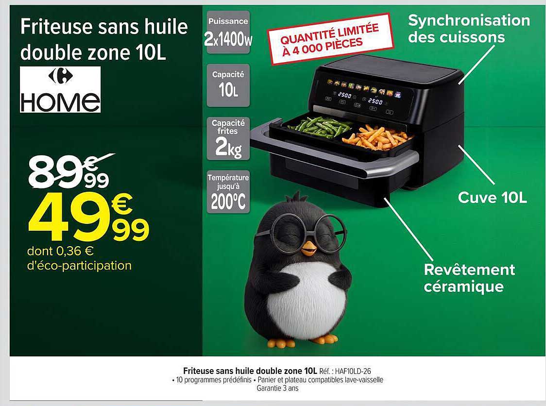 Friteuse sans huile double zone 10L