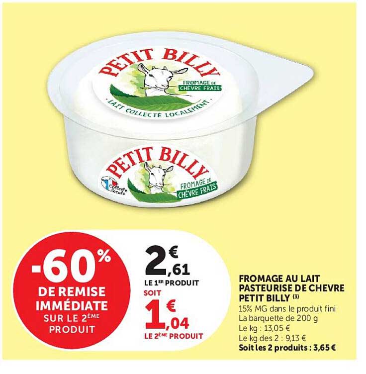 FROMAGE AU LAIT PASTEURISÉ DE CHÈVRE PETIT BILLY