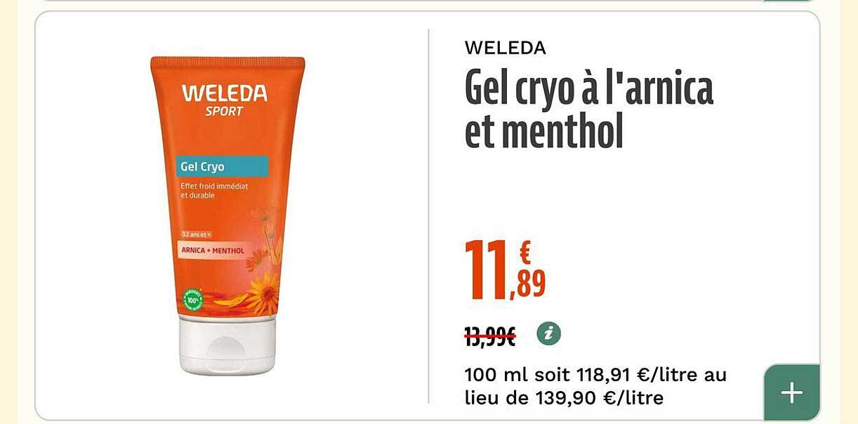 Gel cryo à l'arnica et menthol