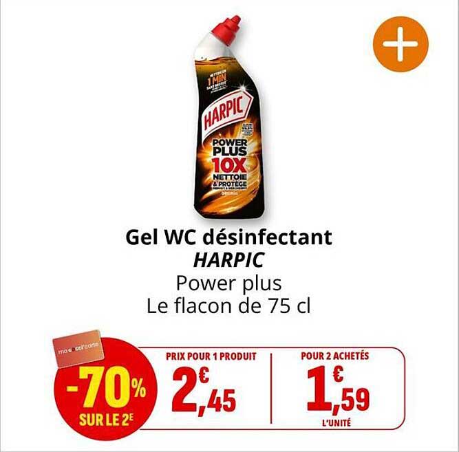 Gel WC désinfectant HARPIC Power plus Le flacon de 75 cl