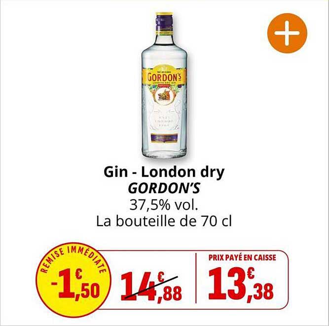 Gin - London dry GORDON’S 37,5% vol. La bouteille de 70 cl