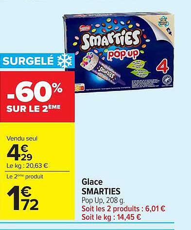 Glace SMARTIES Pop Up, 208 g