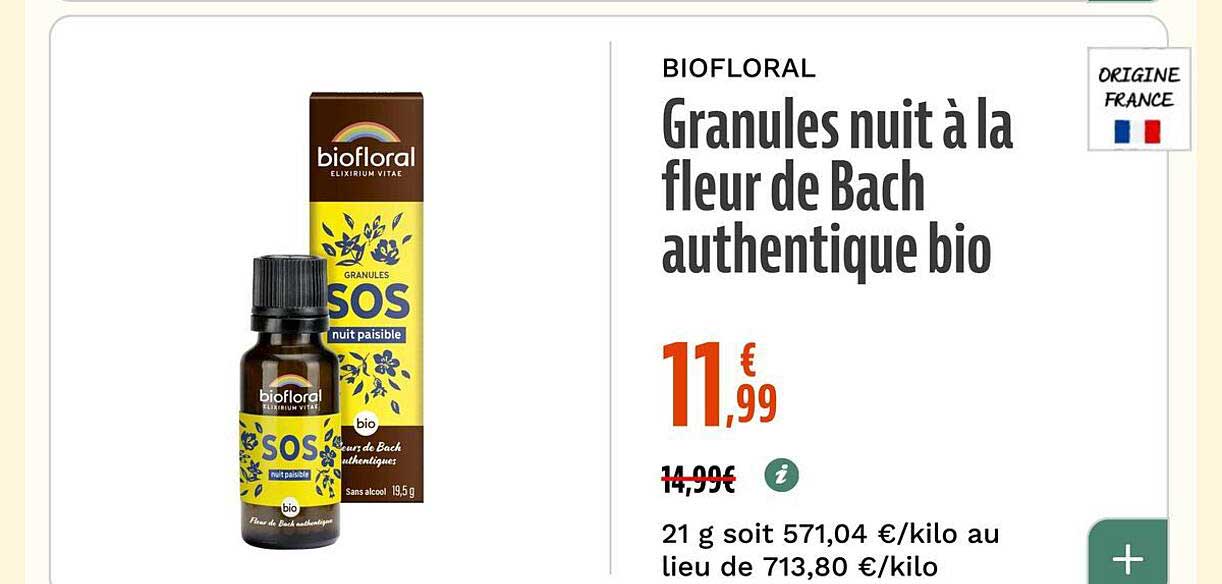 Granules nuit à la fleur de Bach authentique bio
