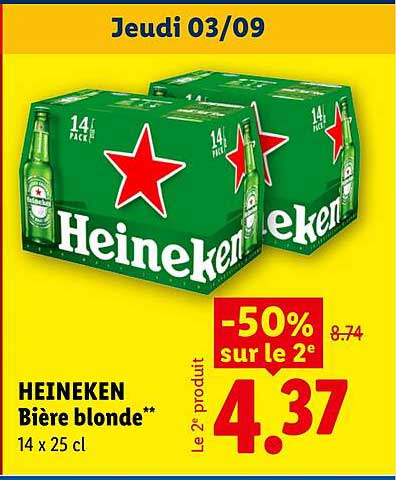 HEINEKEN Bière blonde** 14 x 25 cl