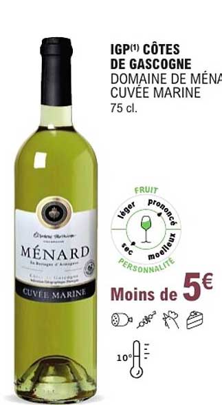 IGP CÔTES DE GASCOGNE DOMAINE DE MÉNARD CUVÉE MARINE 75 cl.