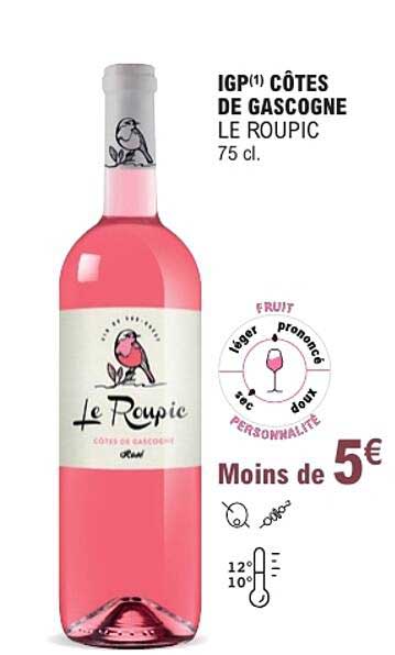 IGP(*) CÔTES DE GASCOGNE LE ROUPIC 75 cl.