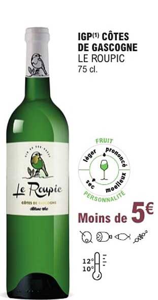 IGP CÔTES DE GASCOGNE LE ROUPIC 75 cl.