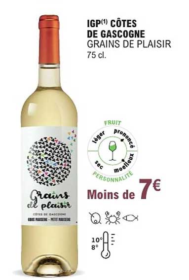 IGP CÔTES DE GASGOGNE GRAINS DE PLAISIR 75 cl.