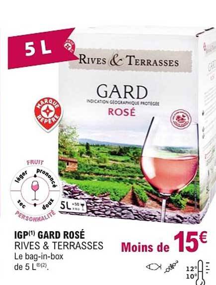 IGP(1) GARD ROSÉ RIVES & TERRASSES Le bag-in-box de 5 L(2)