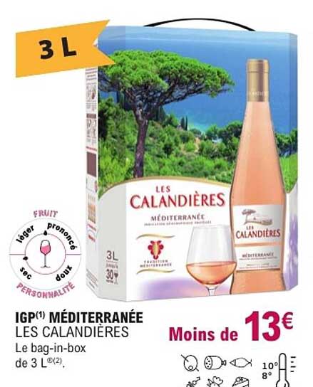 IGP(1) MÉDITERRANÉE LES CALANDIÈRES Le bag-in-box de 3 L