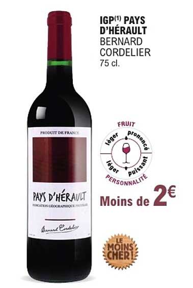 IGP(1) PAYS D'HÉRAULT BERNARD CORDELIER 75 cl.
