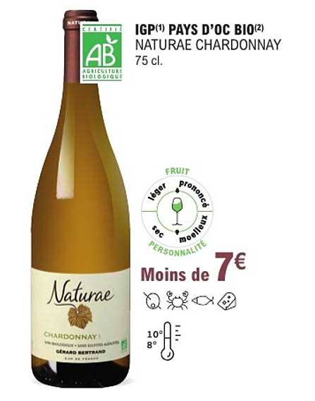 IGP¹ PAYS D’OC BIO² NATURAE CHARDONNAY 75 cl.