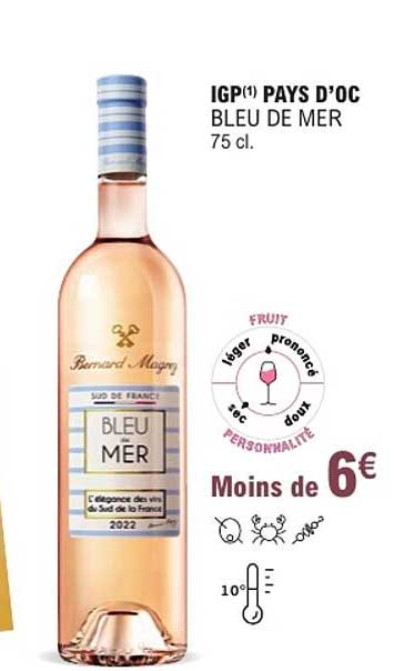IGP(1) PAYS D’OC BLEU DE MER 75 cl.