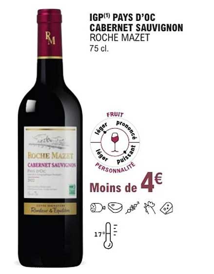 IGP¹ PAYS D’OC CABERNET SAUVIGNON ROCHE MAZET 75 cl.