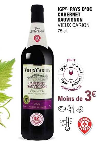 IGP(1) PAYS D’OC CABERNET SAUVIGNON VIEUX CARION 75 cl.