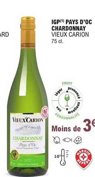 IGP(1) PAYS D'OC CHARDONNAY VIEUX CARION 75 cl.