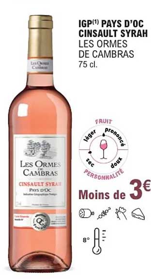 IGP(1) PAYS D’OC CINSAULT SYRAH LES ORMES DE CAMBRAS 75 cl.