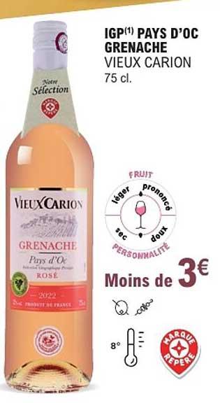IGP(1) PAYS D’OC GRENACHE VIEUX CARION 75 cl.