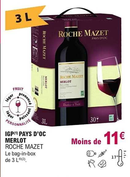 IGP(1) PAYS D’OC MERLOT ROCHE MAZET Le bag-in-box de 3 L (2)