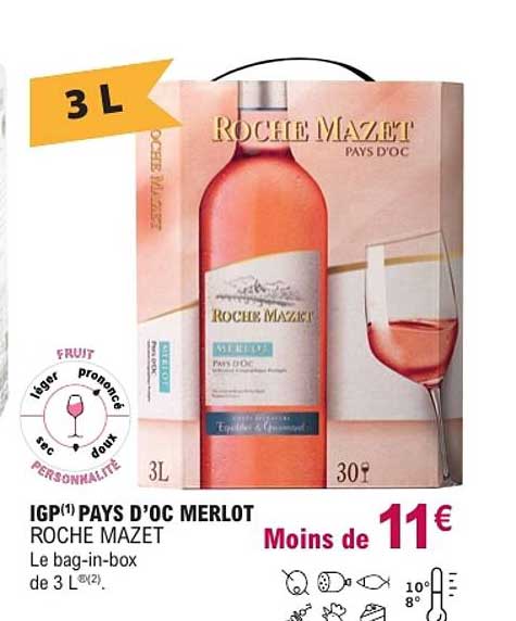 IGP(1) PAYS D’OC MERLOT ROCHE MAZET Le bag-in-box de 3 L(2)