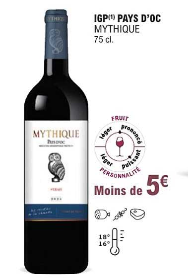 IGP(1) PAYS D'OC MYTHIQUE 75 cl.
