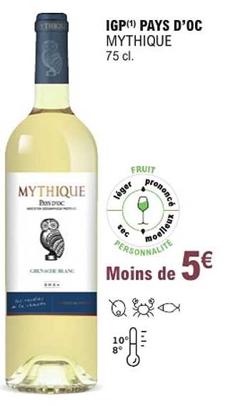 IGP(1) PAYS D'OC MYTHIQUE 75 cl.
