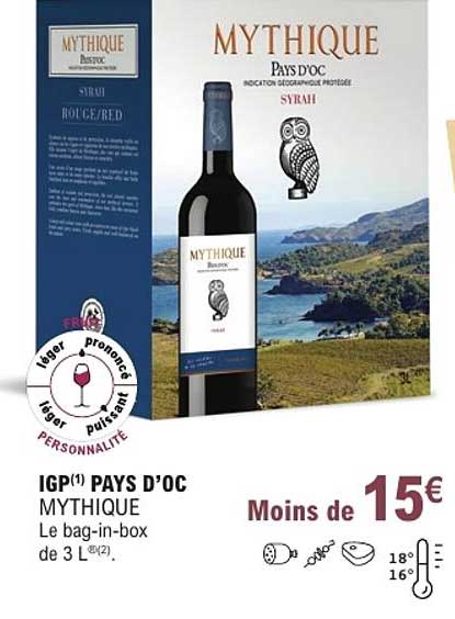 IGP(1) PAYS D'OC MYTHIQUE Le bag-in-box de 3 L