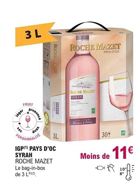 IGP(1) PAYS D’OC SYRAH ROCHE MAZET Le bag-in-box de 3 L(2).