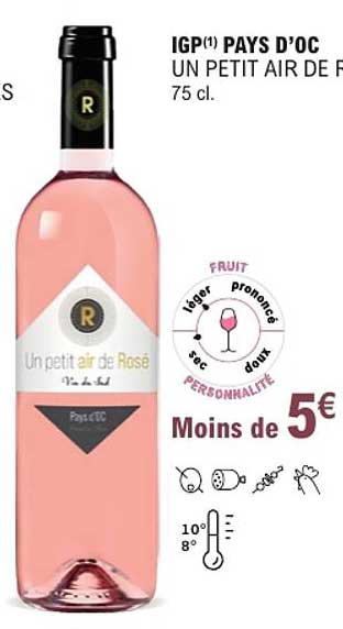 IGP(1) PAYS D'OC UN PETIT AIR DE ROSÉ 75 cl.