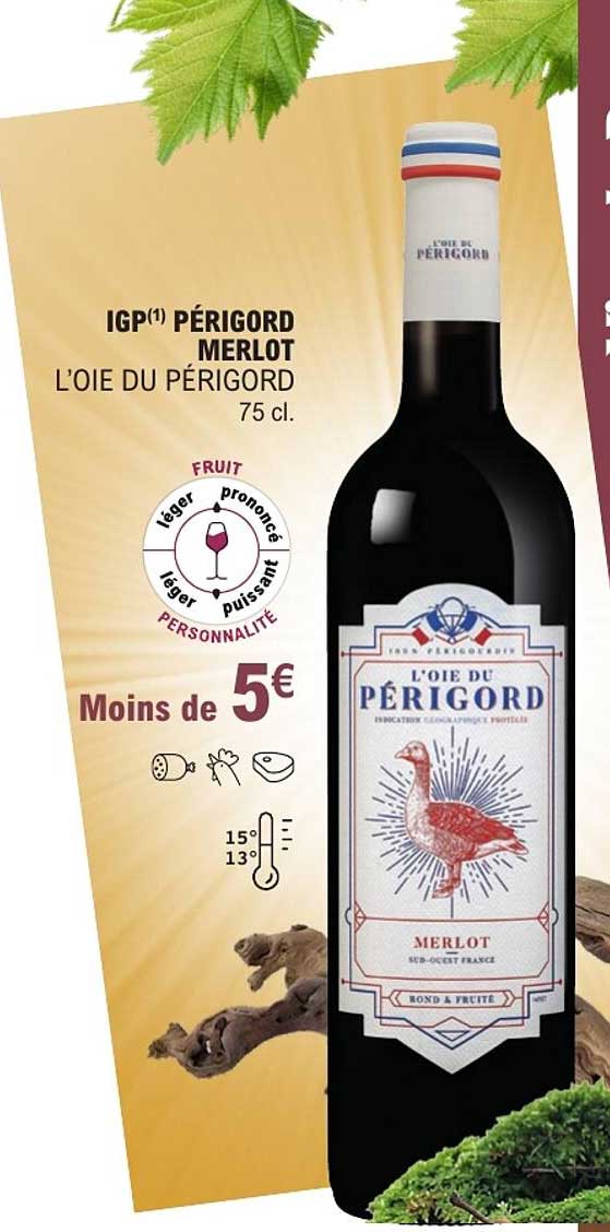 IGP(1) PÉRIGORD MERLOT L’OIE DU PÉRIGORD 75 cl.