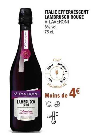 ITALIE EFFERVESCENT LAMBRUSCO ROUGE VILAVERONI